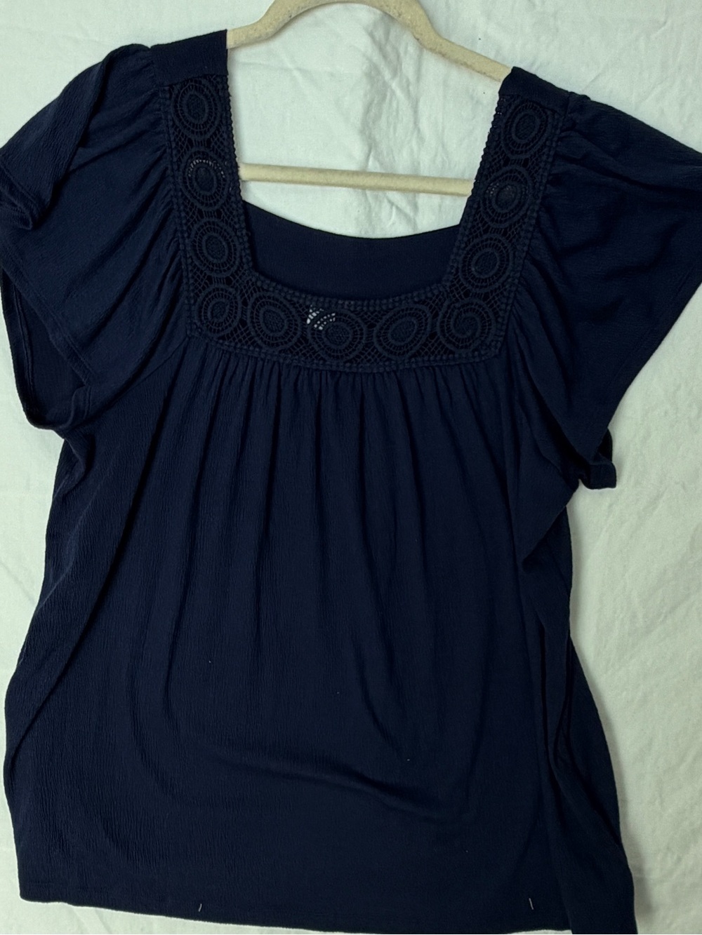 Old Navy Women’s Navy Crochet-Trim Short Sleeve Top XL